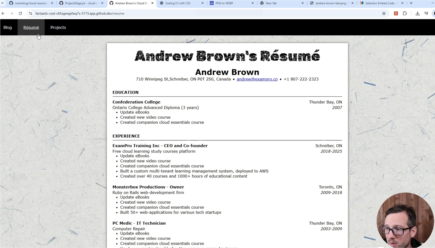 Cloud Resume Challenge project example 2